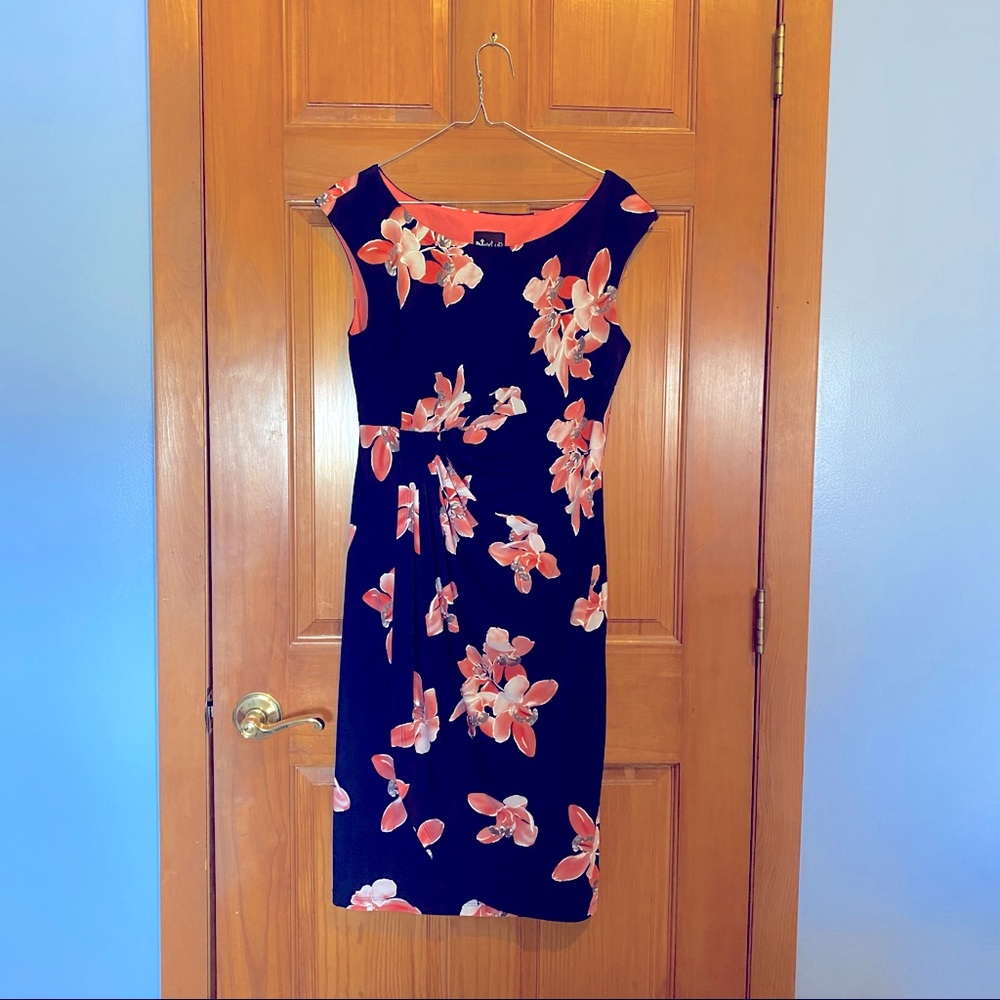 Pink and navy blue floral dress